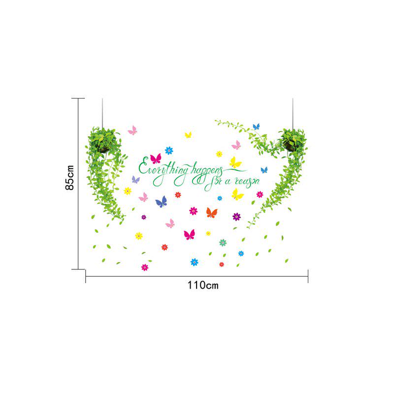 [sticker ]Green Plant Butterfly Wall Stickers Home Decor Living Room Bedroom Kitchen Children Room