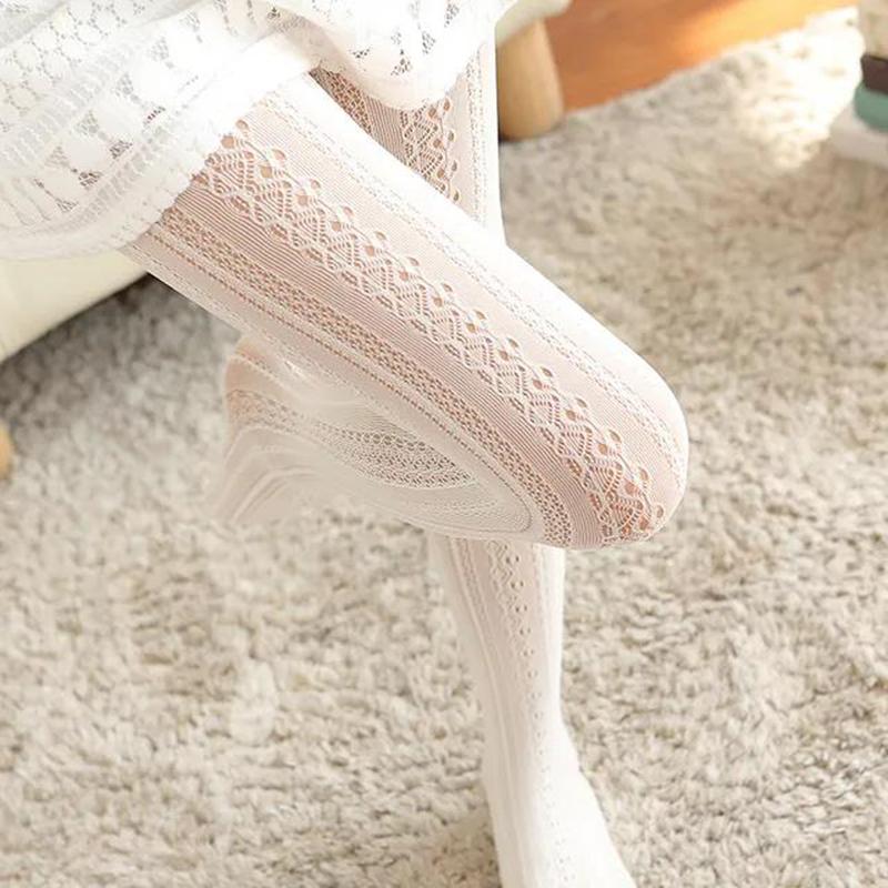 Spring and Autumn Thin Lolita White Lace Stockings Cute Lady Princess Lolita Hollow Tights Lolita Bottoming Socks