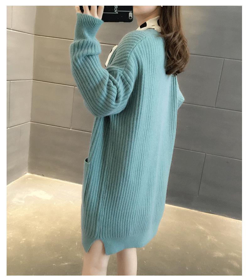 Sweater Coat Women's Autumn Korean-style Loose-Fit Mid-length Outdoor Knitted Cardigan