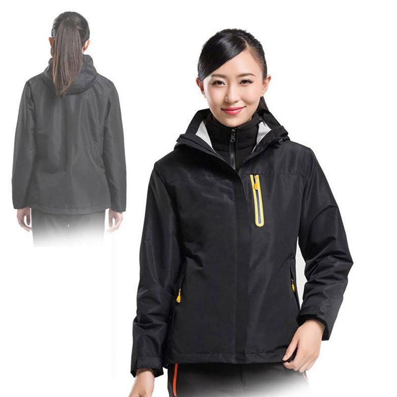 Women's Outdoor Sportswear Solid Color Warm Mountaineering Suit Fleece Liner Two-piece Hooded Soft Shell Riding Warm Jacket