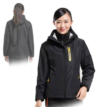 Women's Outdoor Sportswear Solid Color Warm Mountaineering Suit Fleece Liner Two-piece Hooded Soft Shell Riding Warm Jacket