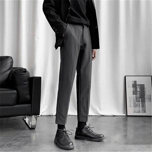 Spring and Autumn Trousers Men's Trendy Slim Feet Casual Trousers Men's Straight Nine-point Suit Pants