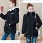 Autumn Winter Women Hooded Parka Jacket Short Thickened  Casual Loose Drawstring Windbreaker Jacket Plus Velvet Parka Coat