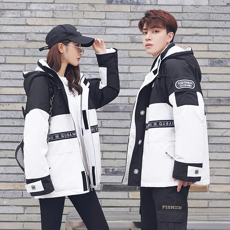 Tooling Couple Down Jacket Women Mid-length Korean Ins Loose Thick Winter Jacket