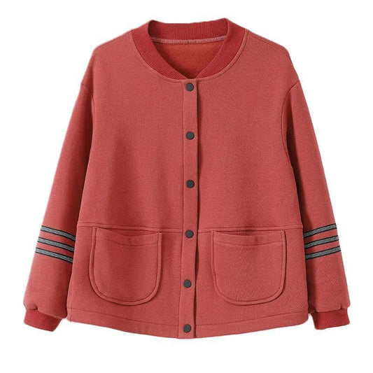 Cotton Spring Jacket Women's Short Loose Large Size Sports Baseball Uniform Casual Long Sleeve Top