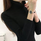 Women Black Warm Turtleneck Pullover Sweater Skinny Thick Pure Knitted Bottoming Shirt Coat