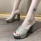 Waterproof Platform Sandals  Slippers Women Summer Fish Mouth High Heels Sexy Sandals Thick Heel Roman Women's Shoes