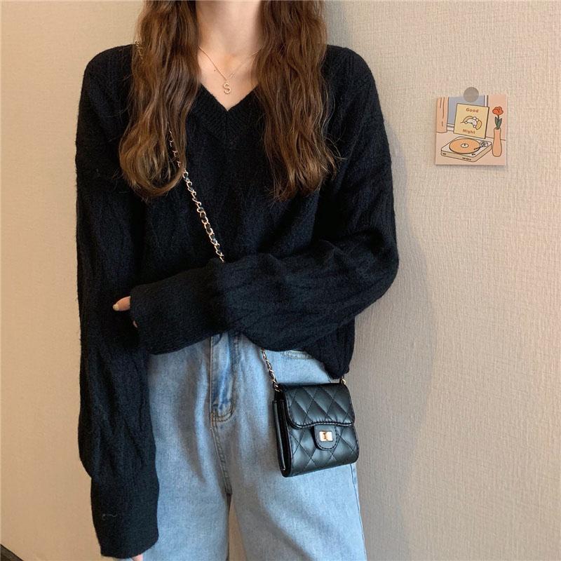 Winter Women Sweaters Oversized Loose V Neck Long Sleeve Pullover Sweater Pink Fashion Korean Fall Jumper Plus Size Casual Warm Fall Argyle Sweater