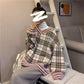 Women's Top Loose Retro Slouchy Style Pullover V-neck Long-sleeved Sweater Clothes