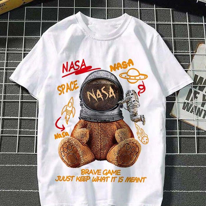 Astronaut Short-sleeved T-shirt Men's Summer Print All-match T-shirt Couple Outfit