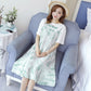 Women Summer Vintage High Waist Holiday Round Collar Dress Elegant Slim Short Sleeve Print Casual Long Dress