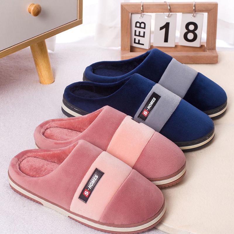 Winter Women's Indoor Cotton Slippers Thick-soled Non-slip Home Household Couple Slippers Men's Warm and Thick Plush Slippers
