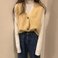 Spring and Autumn Vest Women's Outer Wear Korean Knit Bottoming Shirt Short Solid Color Button Top V-neck Loose
