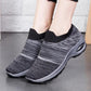 Women's Mid High-heeled Sneakers Casual Breathable Mesh Sports Shoes Running Flat Shoes Slip on Thick-soled Dance Shoes