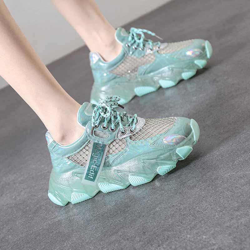 Plus Size 35-40 Summer Women Mesh Sneakers Students Breathable Running Basketball Shoes Shockproof Non-slip Jelly Skate Shoes