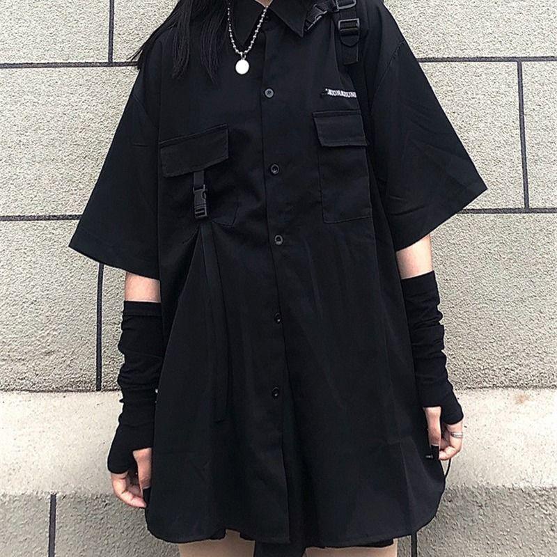 Hip-hop Style Women Sexy Black Cool Girls Shirt Skirt Spring and Summer Two-piece Skirt Suit