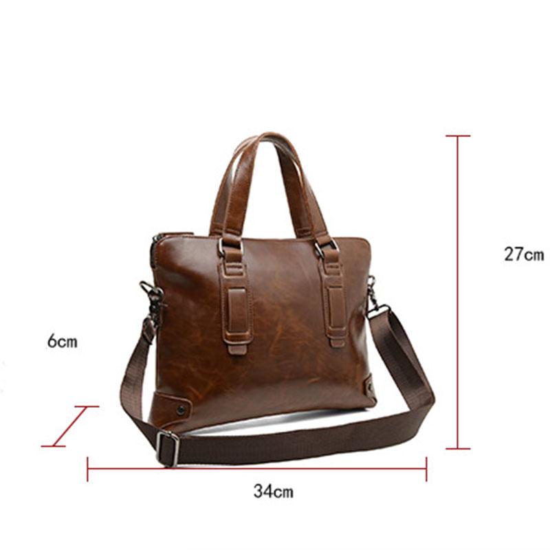Business Briefcase Men Large Capacity Zipper Leather Anti-theft Waterproof Handbag Shoulder Bag