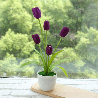Fake Flower Tulip Bonsai Simulation Flower Creative Home Interior Dining Table Living Room Decoration Simulation Plant Artificial Flower