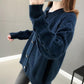 Autumn and Winter Cardigan Casual Jacket Fashion Knit Solid Color Sweater Loose-fitting Ladies Jacket