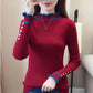 Autumn and Winter Slim-fit Padded Top Ruffled Long-sleeved Sweater All-match Base Sweater