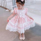 Cute Girl Dress Summer Princess Dress Girl Loli Style Show Skirt Cute Loli Skirt Puff Sleeve Lace Tutu Skirt Comfortable and Breathable Fabric