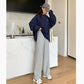 Waffle Spring and Summer Gray Black Wide Leg Pants Women's High Waist Straight Loose Thin Casual Sports Pants