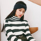 Turtleneck Bottoming Shirt Long-sleeved Slim Pullover Black and White Striped Short Sweater