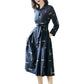 Spring Summer Women's Solid Color Dress Single-breasted Printed Large Swing Skirt Retro Temperament Shirt Mid-length Dress