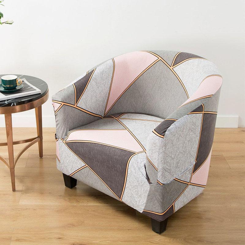 Club Chair Slipcover Stretch Armchair Covers Printed Tub Chair Cover Sofa Cover Spandex Couch Covers for Bar Counter Living Room