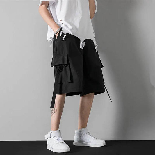 Functional tooling casual shorts men's summer breathable cool and comfortable all-match five-point pants pocket solid color outer wear shorts