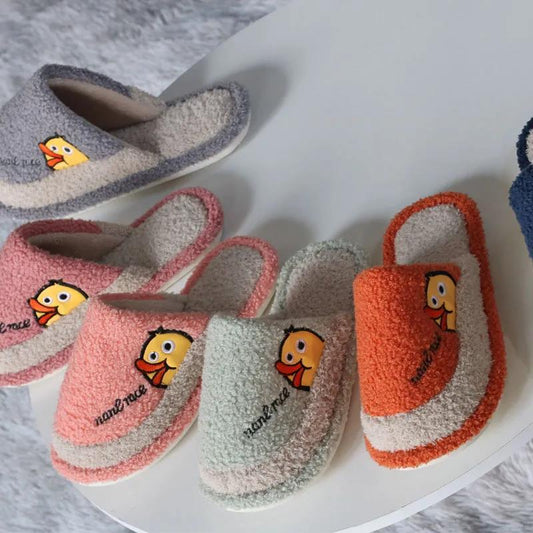 Autumn and Winter Little Yellow Duck Cotton Slippers Indoor Warm Flat Shoes Casual Fashion Home