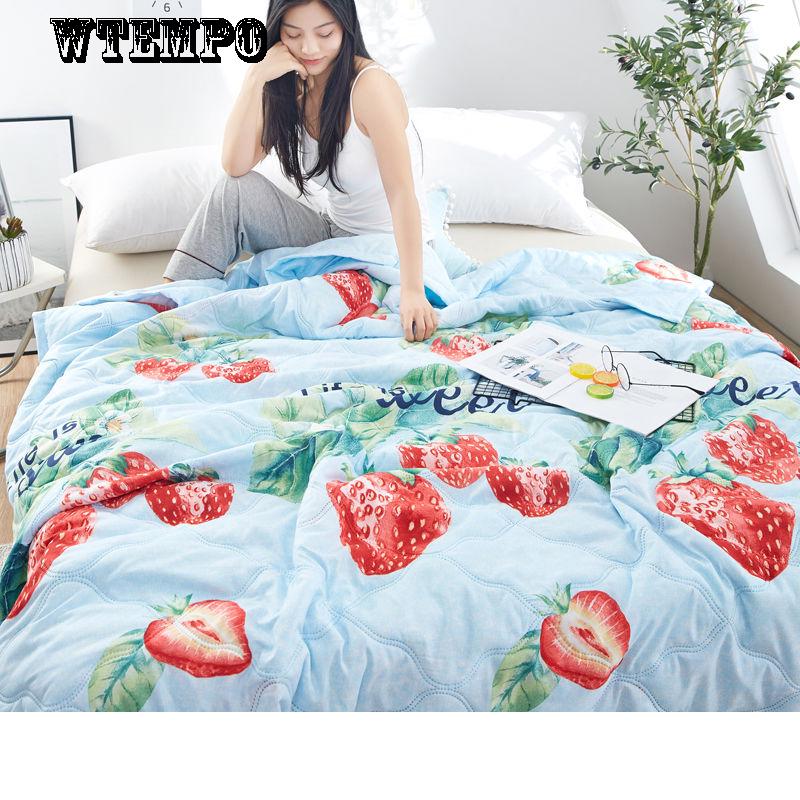 WTEMPO Comfortable Summer Cool Quilt Fashion Cartoon Print  Dormitory Quilt Air Conditioning Was