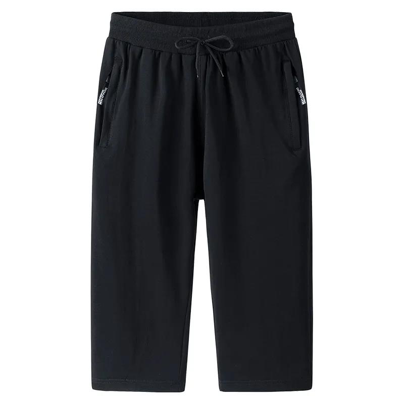 Summer Thin Cotton Casual Cropped Trousers Men's Straight Loose Large Size Sports Shorts