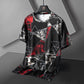 Summer Ice Silk T-shirts Oversized Geometric Graphic Print Tees Soft Breathable Cool Tops Men O-neck Short Sleeve Casual Shirts