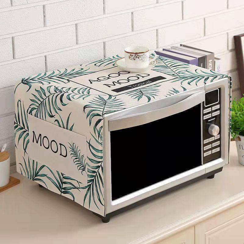 Microwave Hood with Side Pockets Oven Cover Oil and Dustproof Cloth Universal Cover Towel Household Cover Cloth Refrigerator Cabinet Dust Cloth
