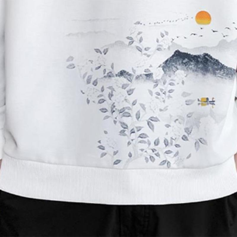 Spring and Autumn Long-sleeved Pullover Sportswear Men's Trend Round Neck Thin Section Solid Color Printing Men's Jacket Top