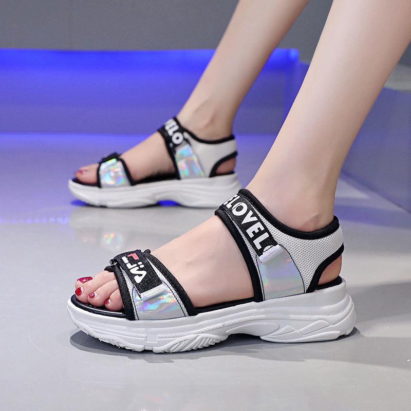 Women's Super Fire All-match Sandals Summer Velcro Flat Sandals Platform Women's Sports Beach Shoes