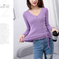 Women's V-neck Warm Sweater Long-sleeved Loose Student Sweater Close-fitting Bottoming Sweater Autumn and Winter
