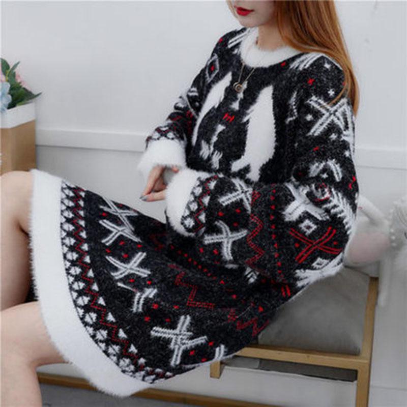 Inside Wearing A Thick Warm Coat Sweater In The Long Sweater Women's Loose Autumn and Winter