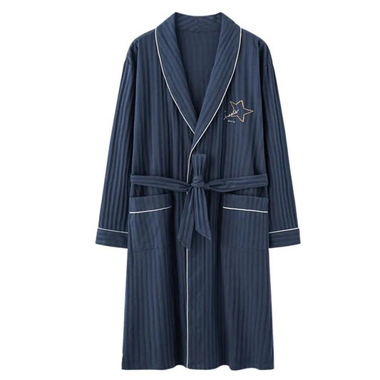 Antarctic Pajamas Men's Cotton Bathrobe Spring and Autumn Long Section Cotton Thin Section Dressing Gown Pajamas Men's Japanese Summer Bathrobe Men