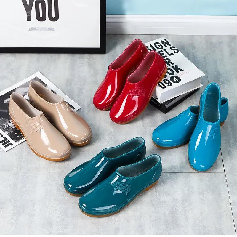 Rain Boots Waterproof Shoes Rubber Shoes Overshoes Fashion Water Boots Adult Kitchen Car Wash Work Wear-resistant Non-slip Short Barrel