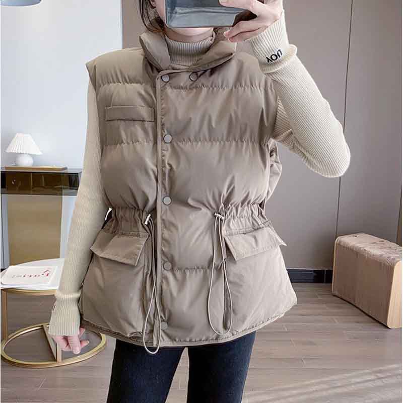 Cold-proof Vest Women's Down Cotton Short Autumn and Winter Outer Wear Waist Thick Coat