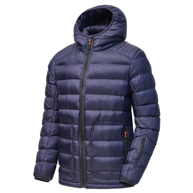 Men's Autumn and Winter Ultralight Classic Down Jacket Thick Warm Hooded Jacket Parka Casual Windproof Down Jacket