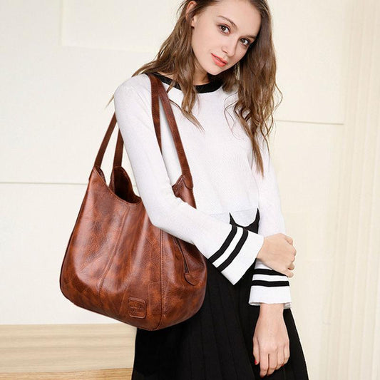 PU Dumplings Solid Color Lady Women Bag Retro Shoulder Bag Large Capacity Handbag