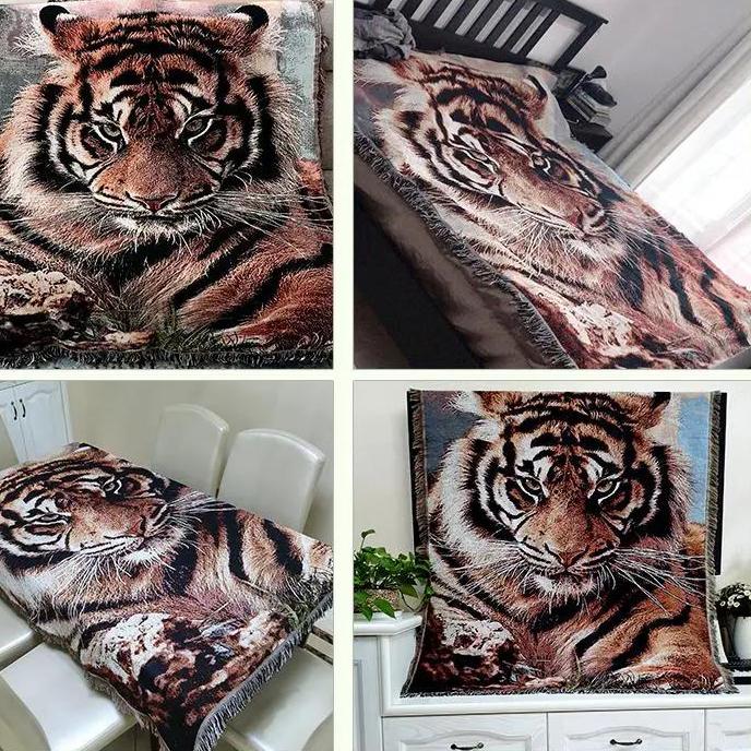 Simple Modern Tiger Pattern Knitted Sofa Cover Universal Sheet Tablecloth and Cover Cloth for Four Seasons Jacquard Weave Blanket