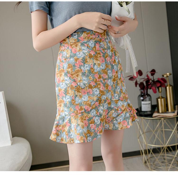 Summer Casual Bohe High Waist Skirts Women Faldas Mujer Moda Ruffled Floral Print Beach Short Skirt
