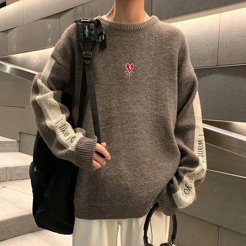 Autumn and Winter Small Fresh Round Neck Sweater Men's Pullover Sweater Student Loose Trend Long-sleeved Sweater