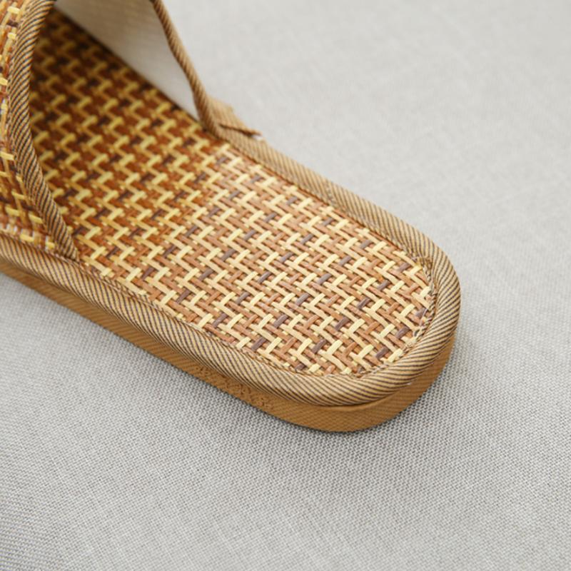 Summer Stand Bamboo Mat Rattan Couple Slippers Indoor Natural Color Indoor Home Sandals