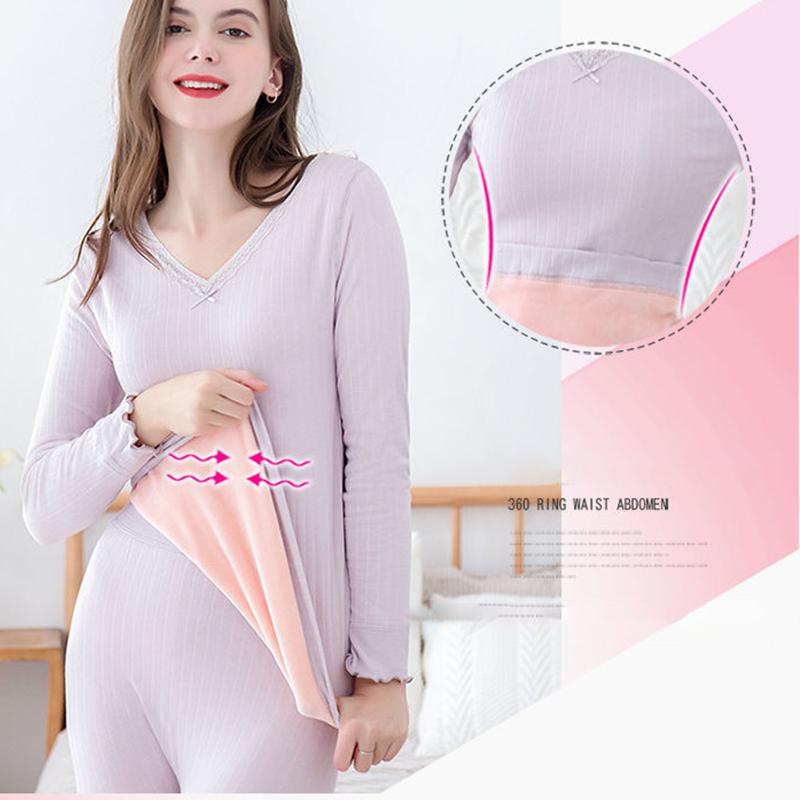Thermal Underwear Thickening Plus Velvet Suit Ladies Beauty Lace Autumn Clothes Long Trousers Tight Bottoming Cotton Sweater Winter