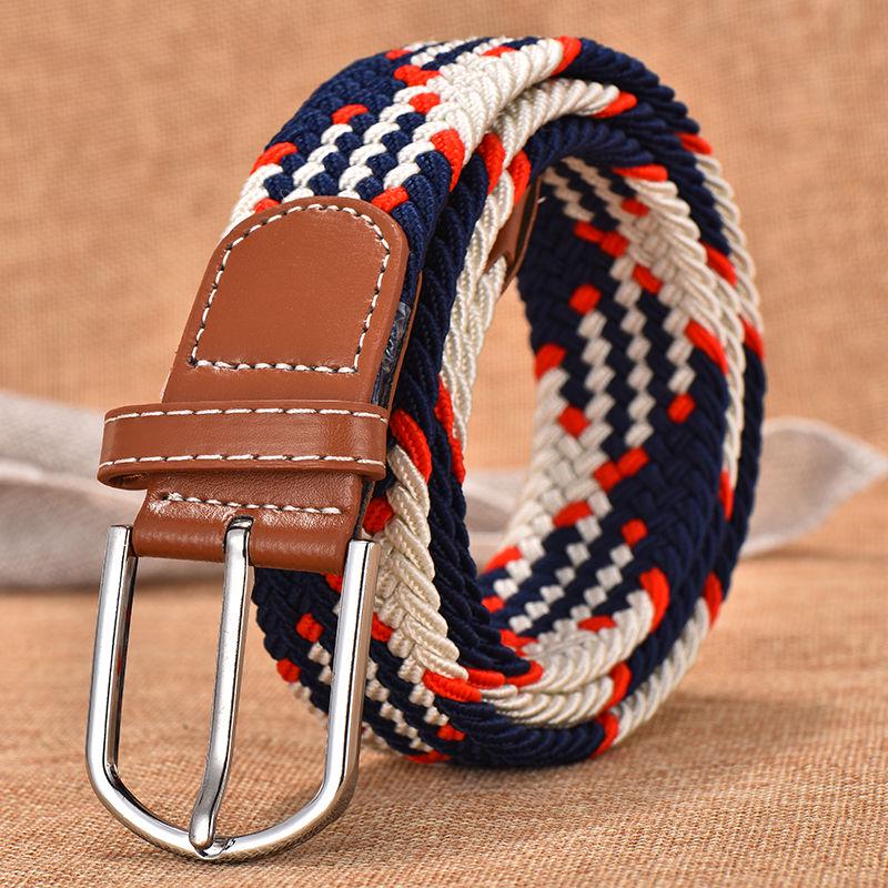 Men and Women Elastic Casual Student Belt Fashion Wild Woven Canvas Buckle Stretch